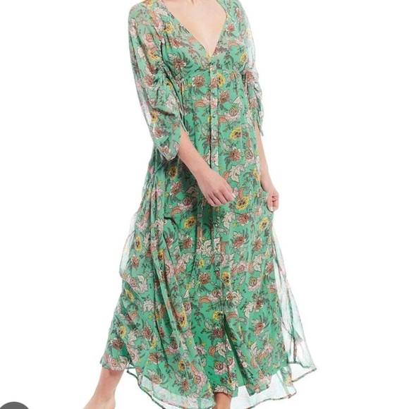 Free People Dresses & Skirts - Free People Earthfolk green combo spring floral boho maxi dress